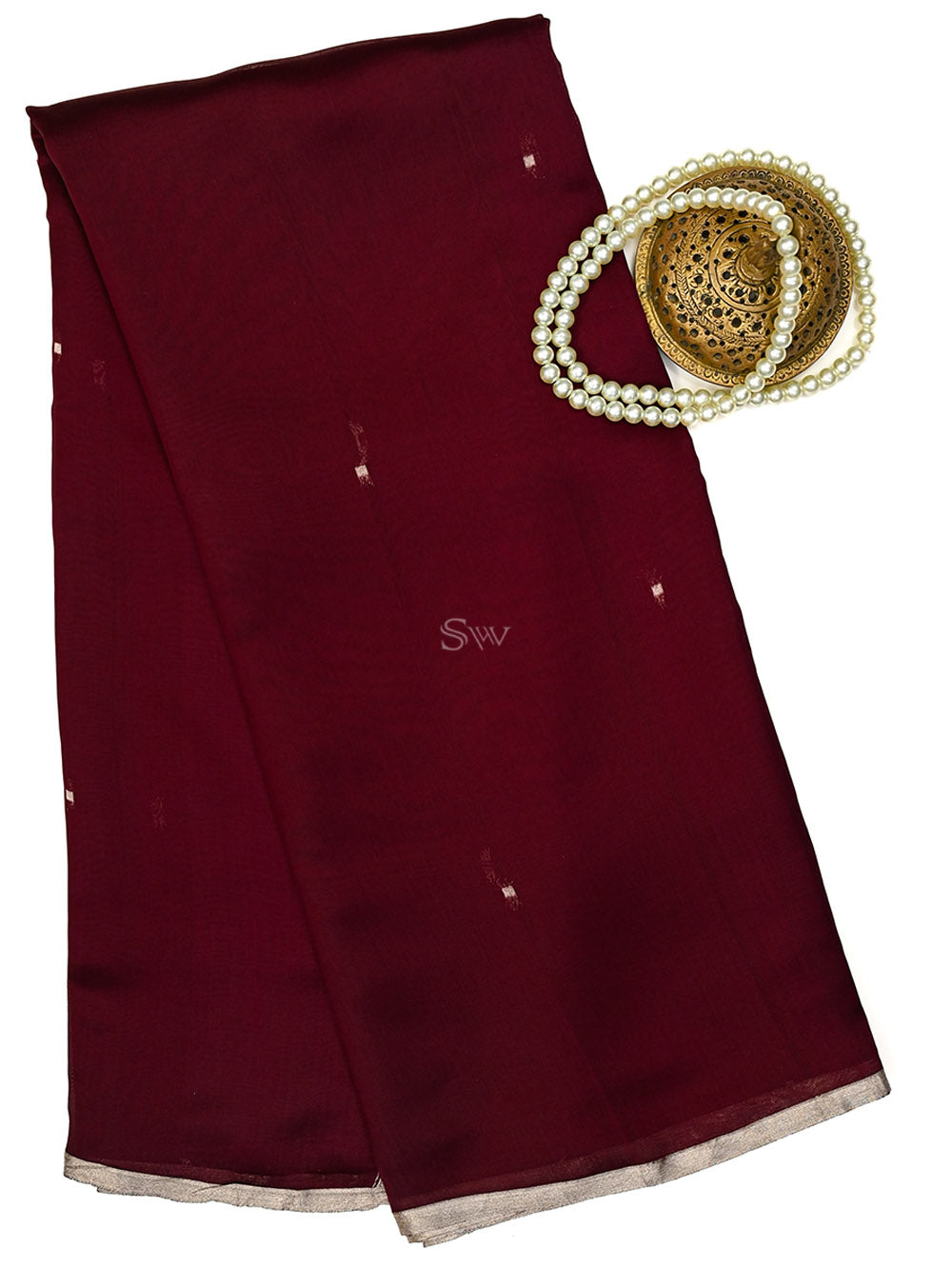 Wine Booti Organza Handloom Banarasi Saree