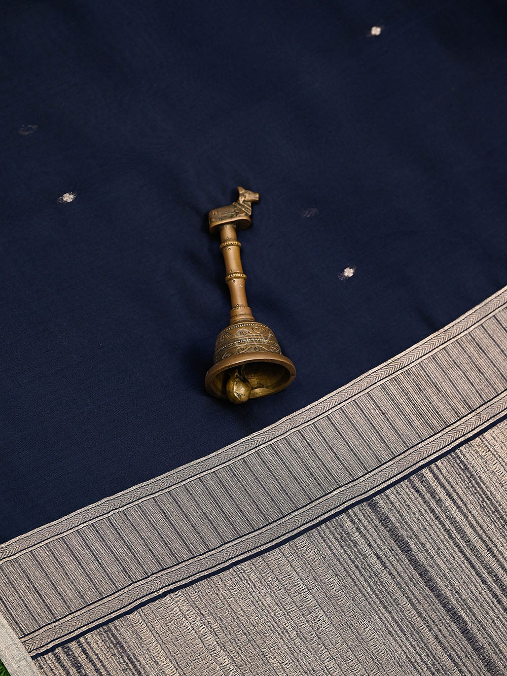 Midnight Blue Booti Organza Handloom Banarasi Saree