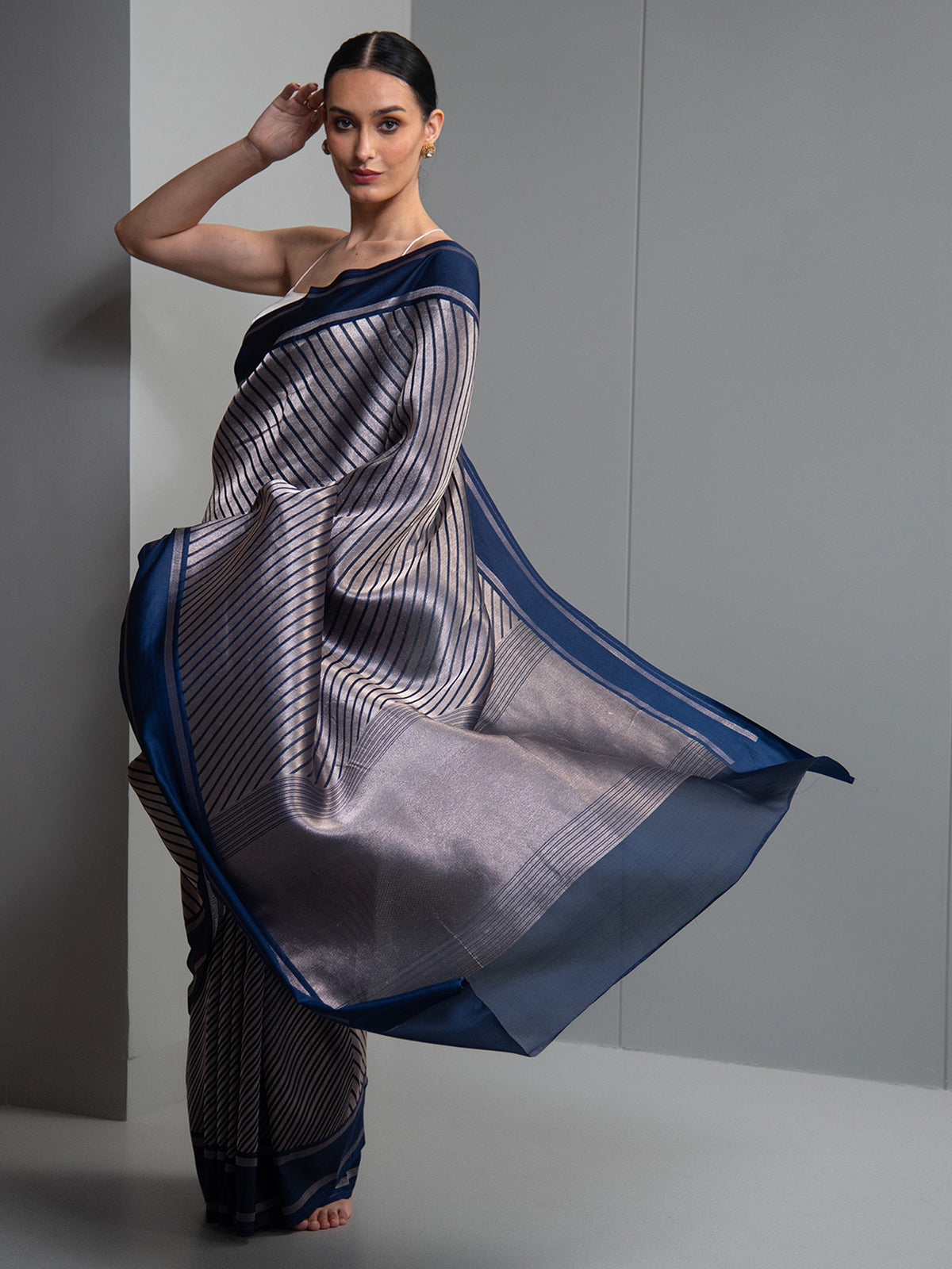 Blue Silk Brocade Handloom Banarasi Saree