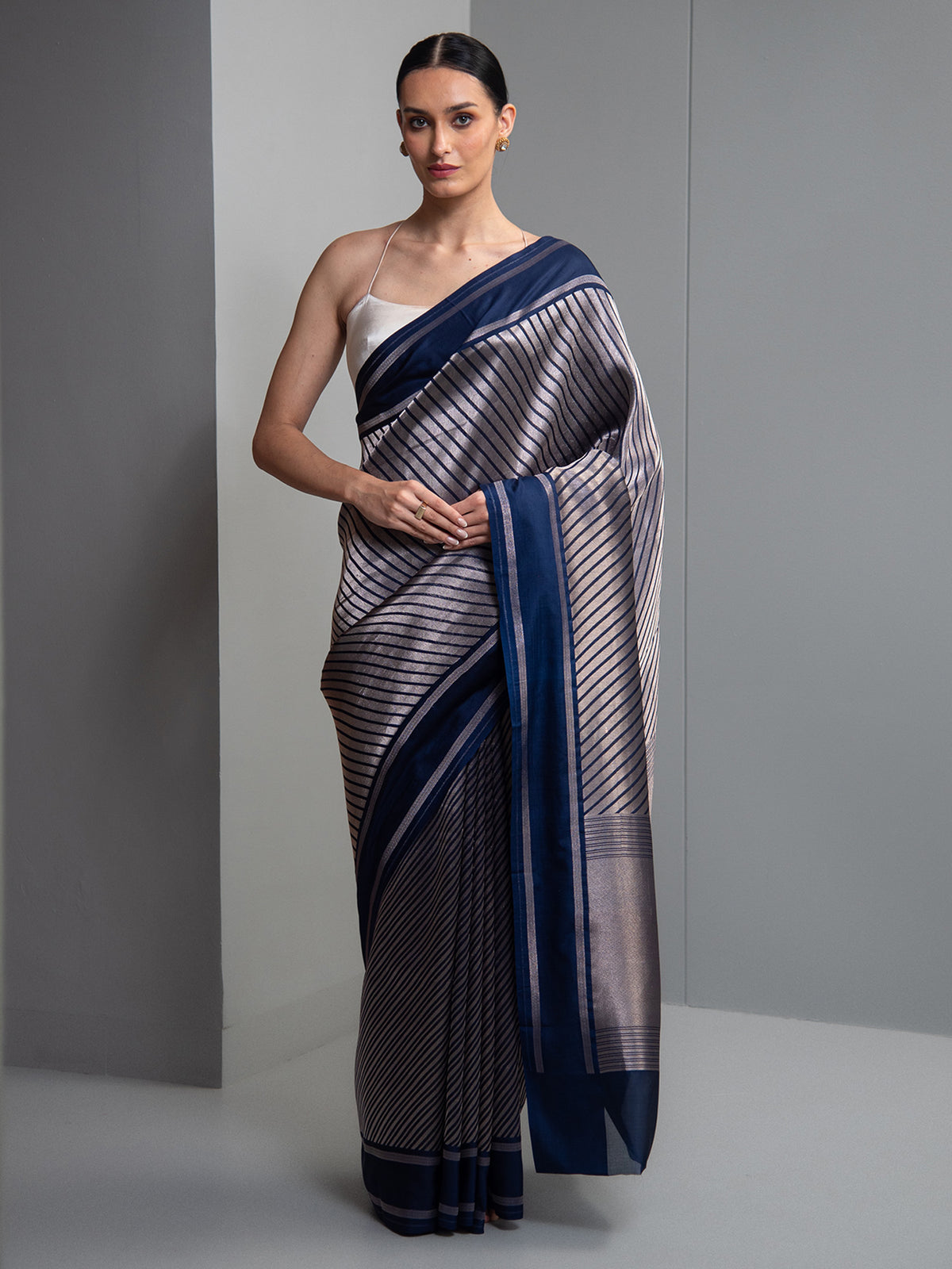 Blue Silk Brocade Handloom Banarasi Saree