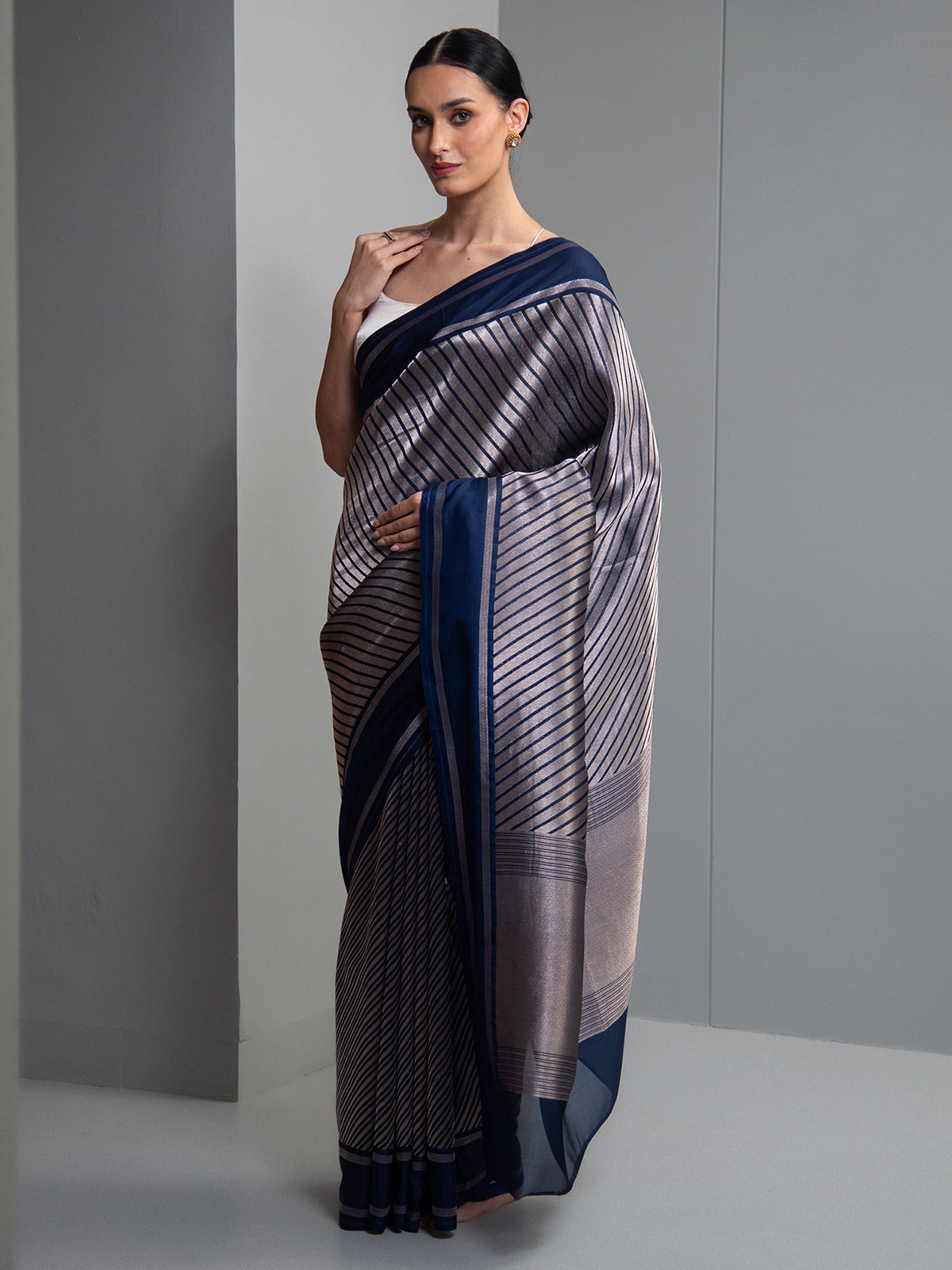 Blue Silk Brocade Handloom Banarasi Saree