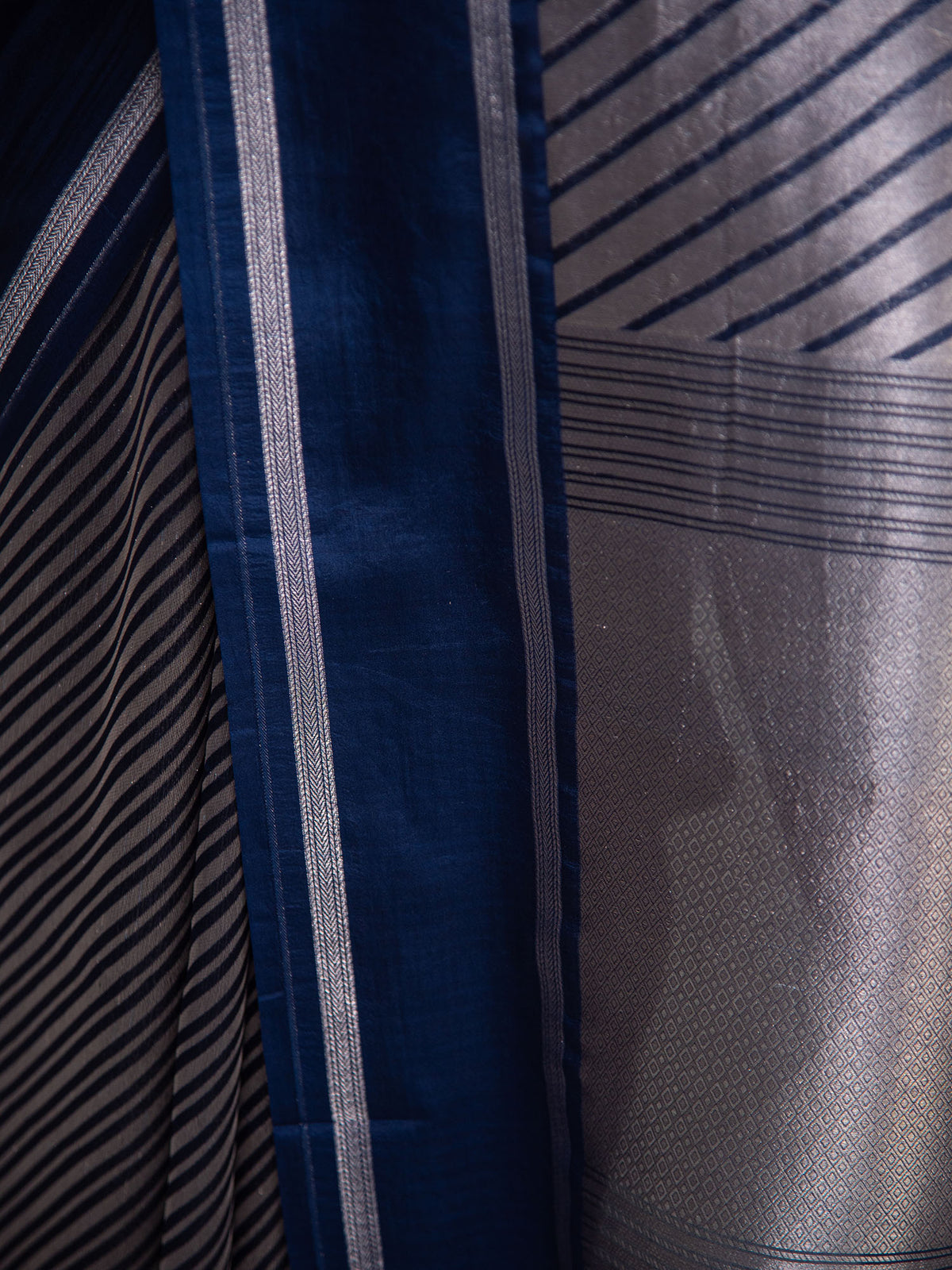 Blue Silk Brocade Handloom Banarasi Saree