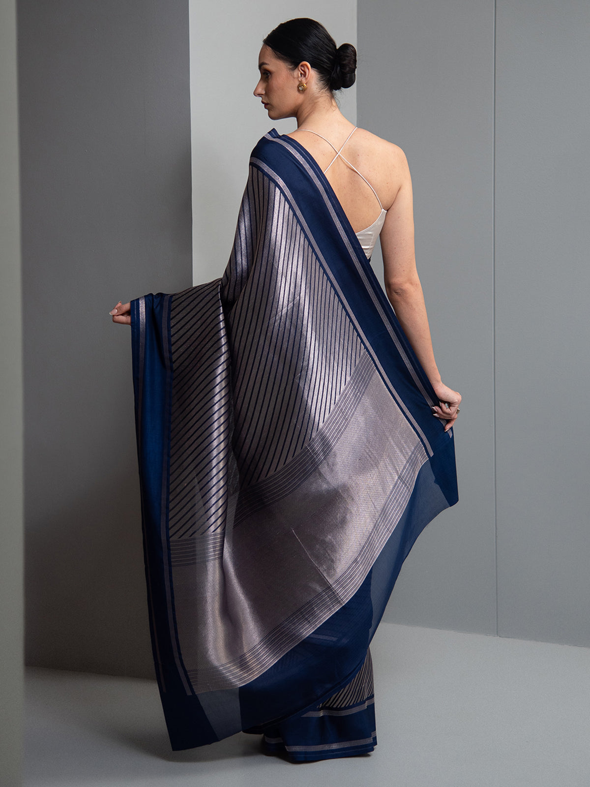 Blue Silk Brocade Handloom Banarasi Saree