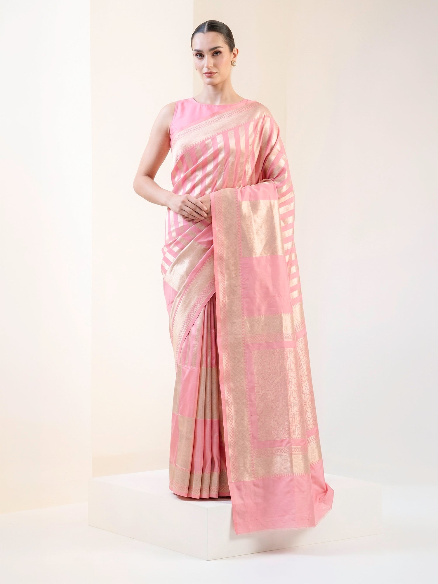 Pastel Pink Katan Silk Handloom Banarasi Saree