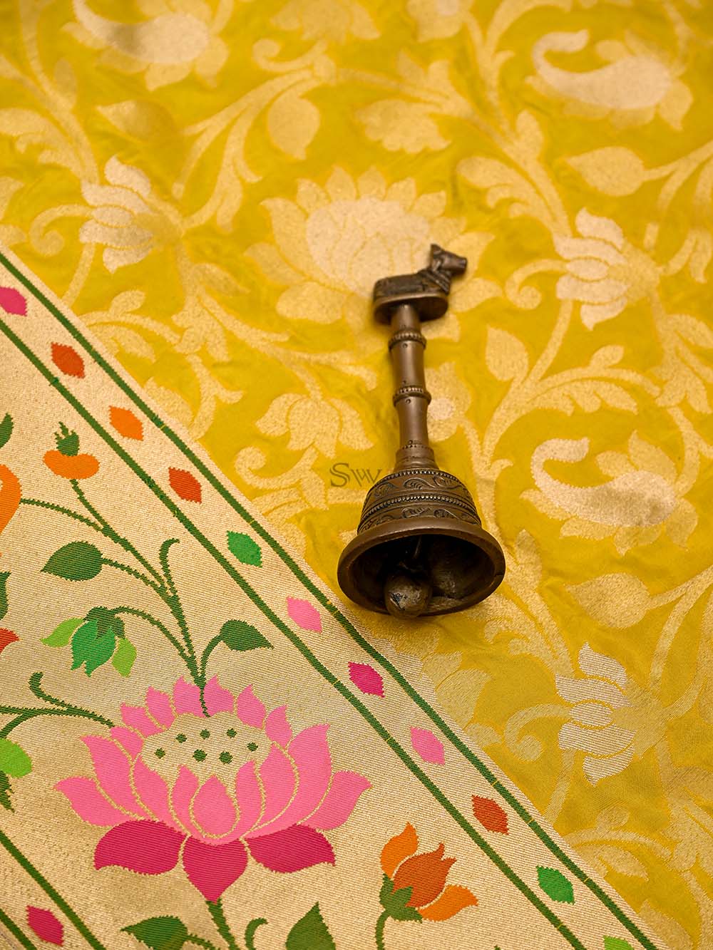 Yellow Paithani Katan Silk Handloom Banarasi Saree