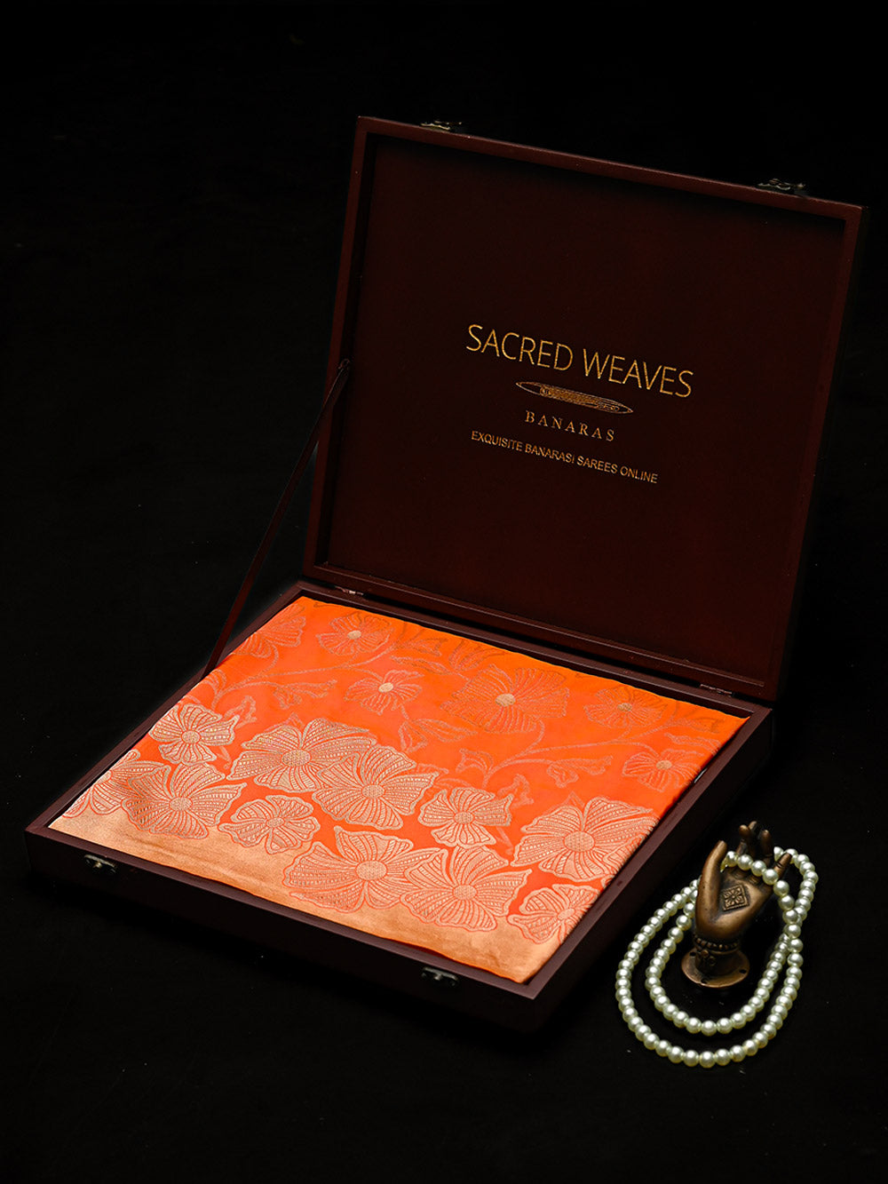 Orange Pink Jaal Katan Silk Handloom Banarasi Saree