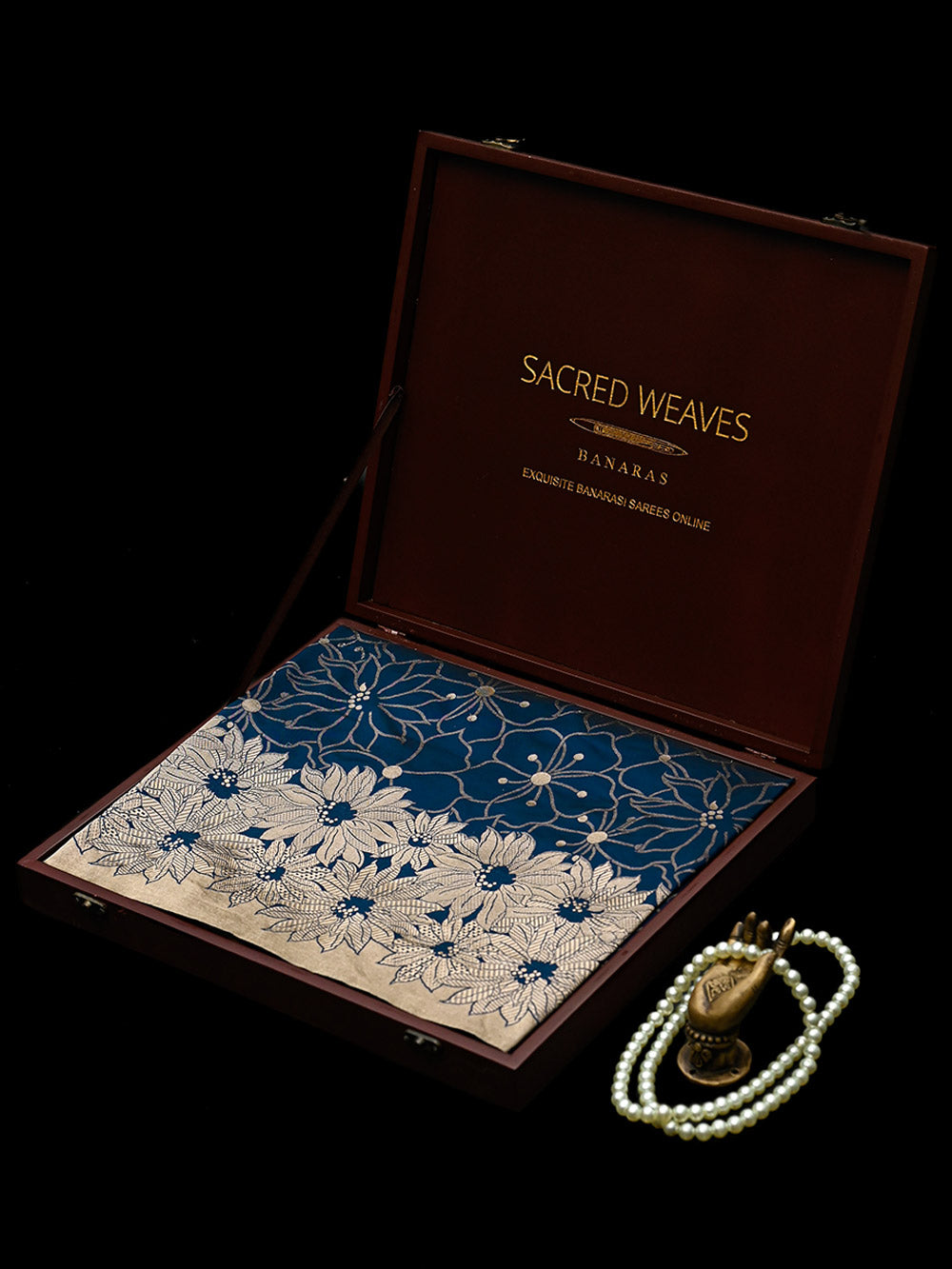 Navy Blue Jaal Katan Silk Handloom Banarasi Saree