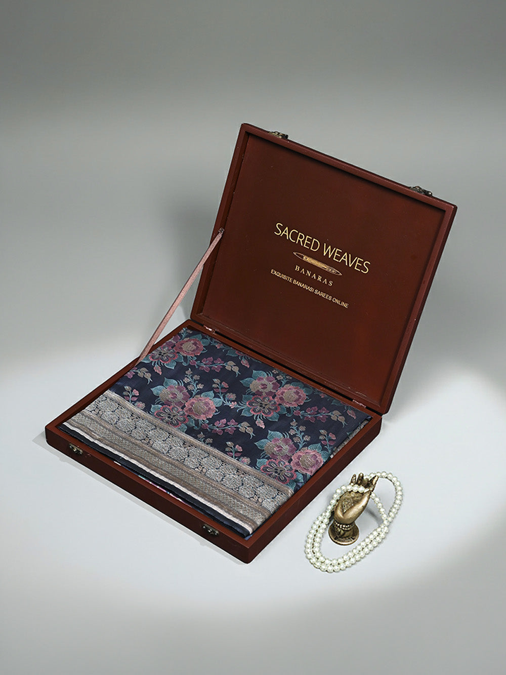 Blue Meenakari Katan Silk Handloom Banarasi Saree - Sacred Weaves