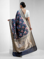 Blue Meenakari Katan Silk Handloom Banarasi Saree - Sacred Weaves