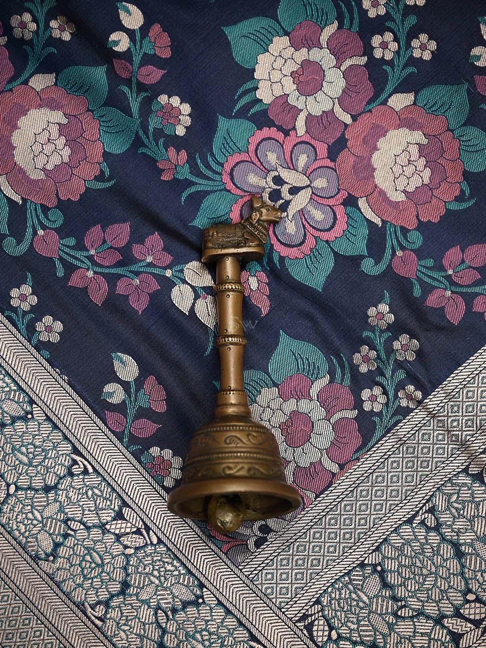 Blue Meenakari Katan Silk Handloom Banarasi Saree - Sacred Weaves