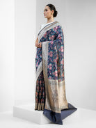 Blue Meenakari Katan Silk Handloom Banarasi Saree - Sacred Weaves