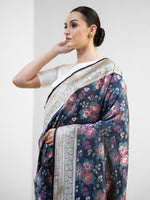 Blue Meenakari Katan Silk Handloom Banarasi Saree - Sacred Weaves