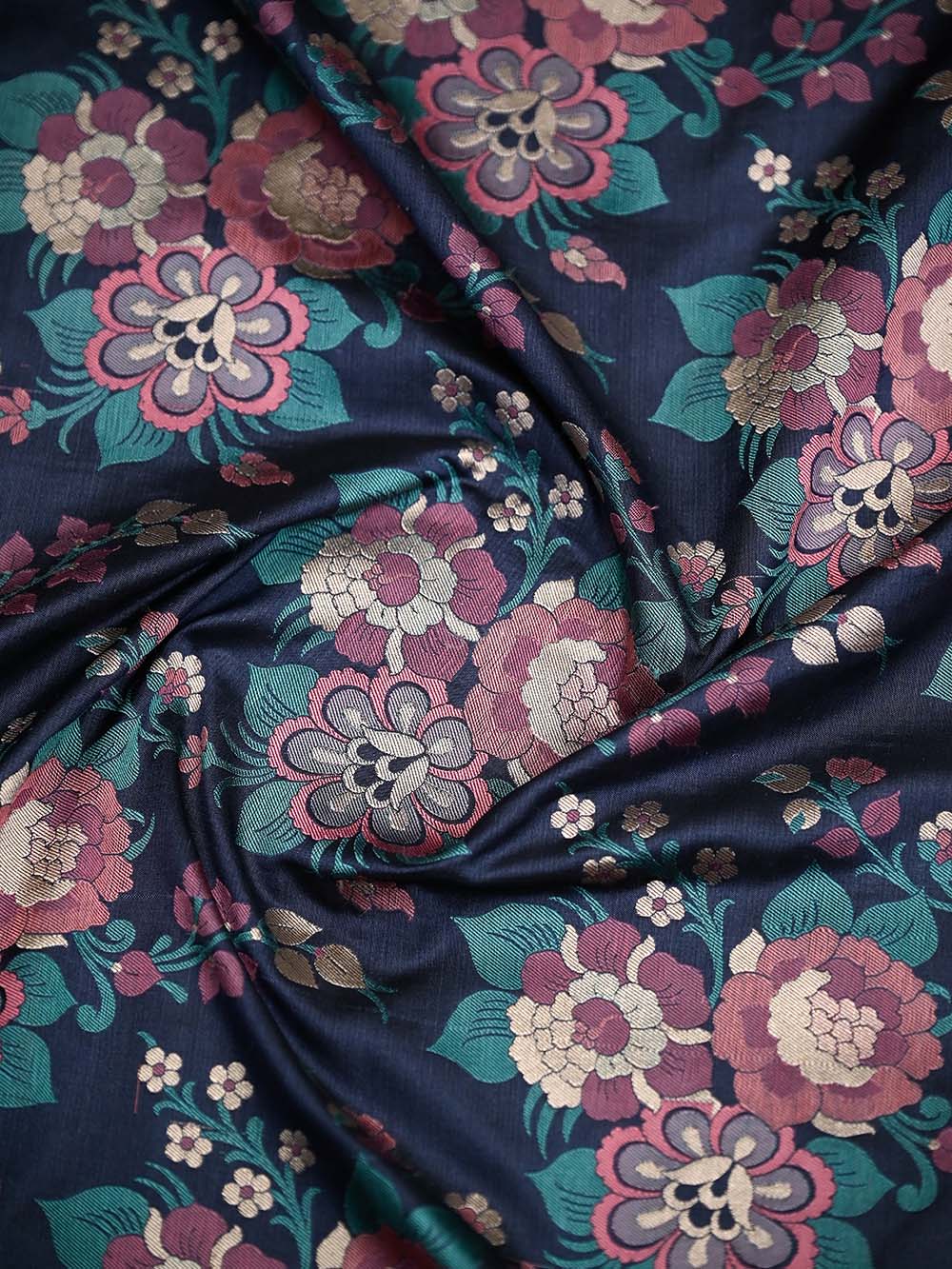 Blue Meenakari Katan Silk Handloom Banarasi Saree - Sacred Weaves