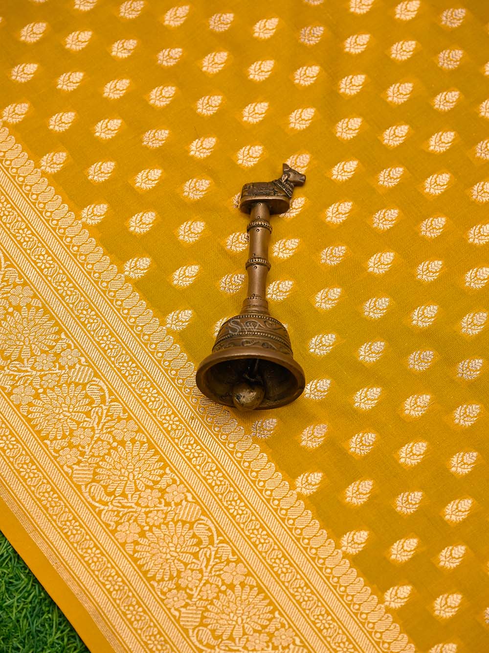 Yellow Booti Uppada Katan Silk Handloom Banarasi Saree