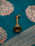 Peacock Blue Booti Dupion Silk Handloom Banarasi Saree - Sacred Weaves