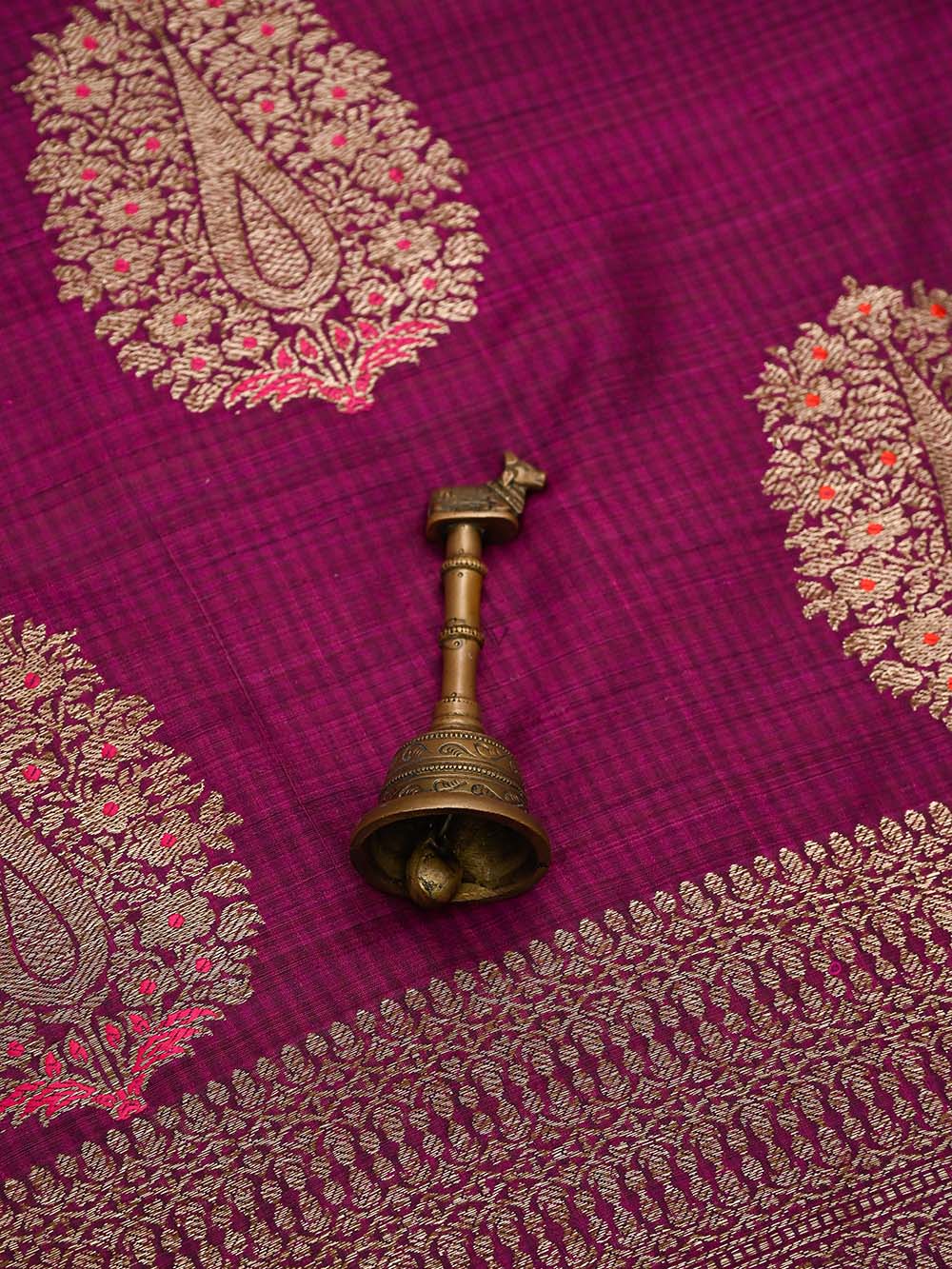 Magenta Dupion Silk Handloom Banarasi Saree
