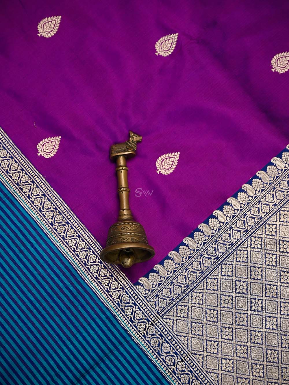 Purple Booti Katan Silk Handloom Banarasi Saree