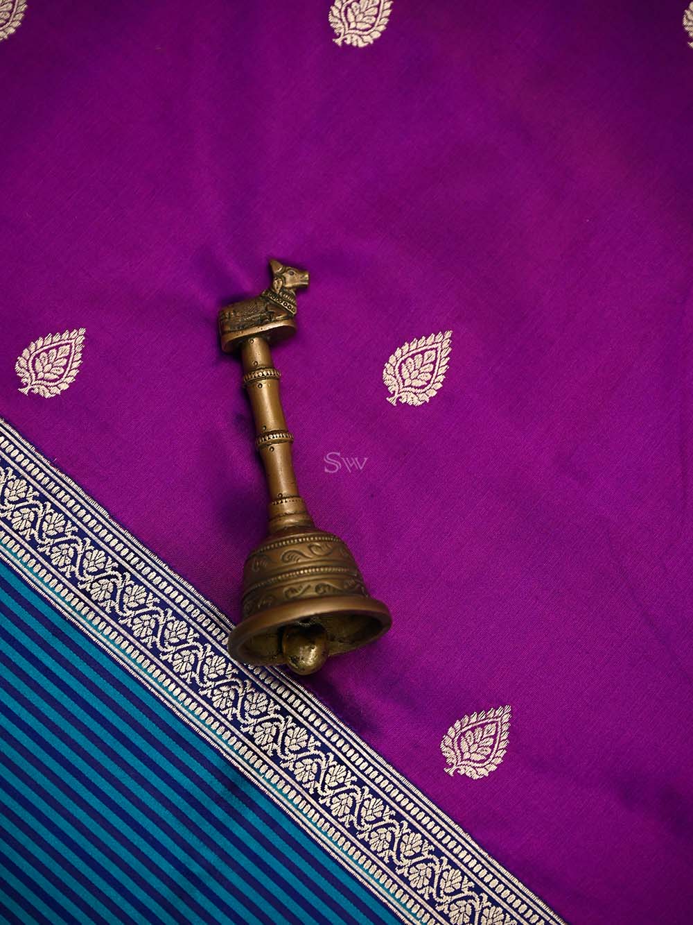 Purple Booti Katan Silk Handloom Banarasi Saree