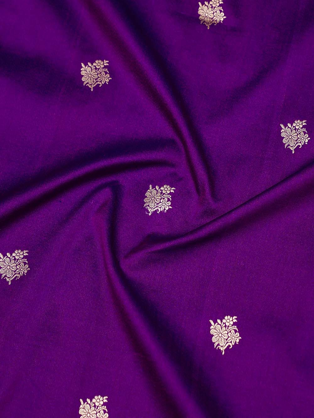 Purple Booti Tussar Silk Handloom Banarasi Saree