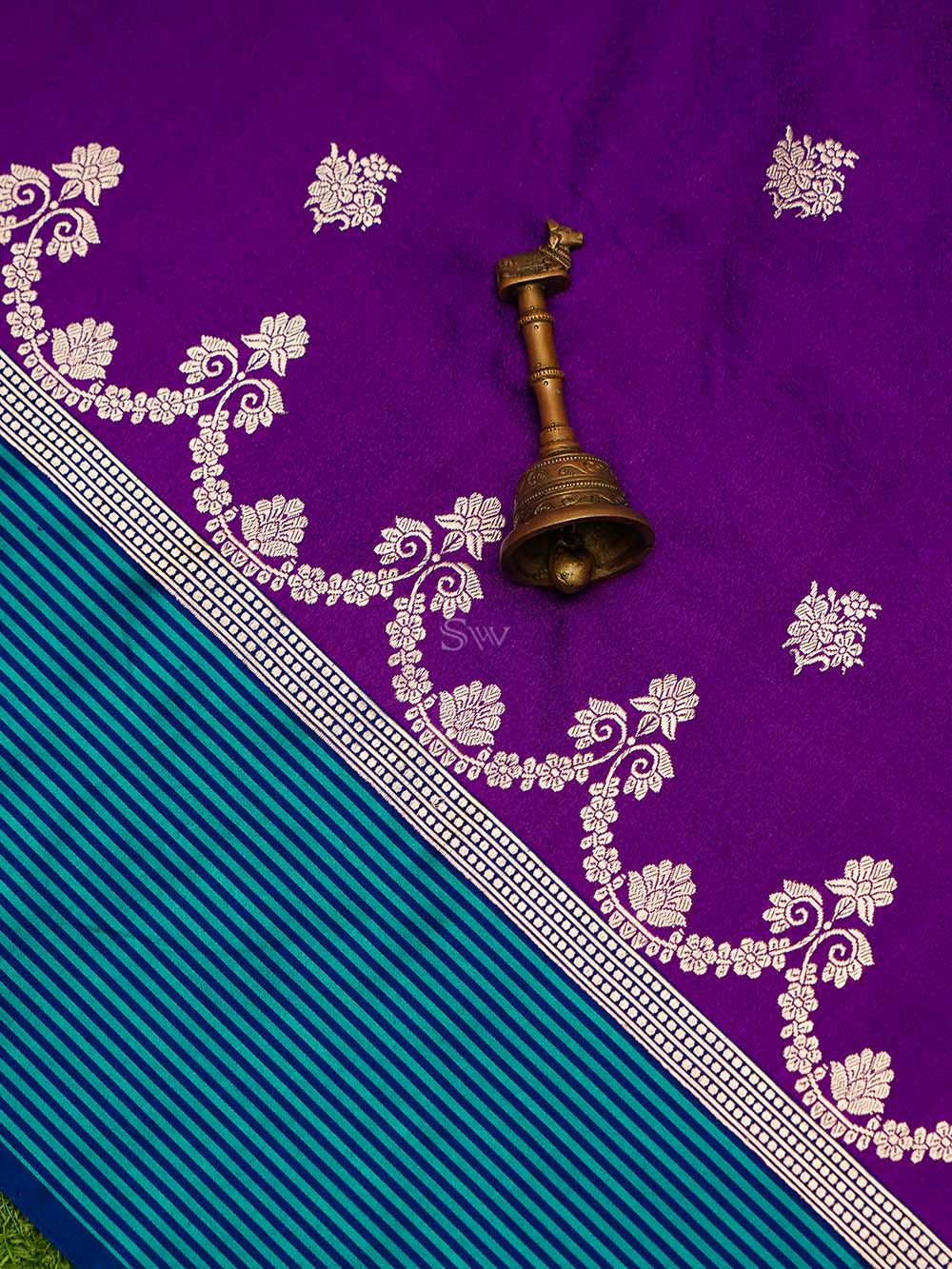 Purple Booti Tussar Silk Handloom Banarasi Saree