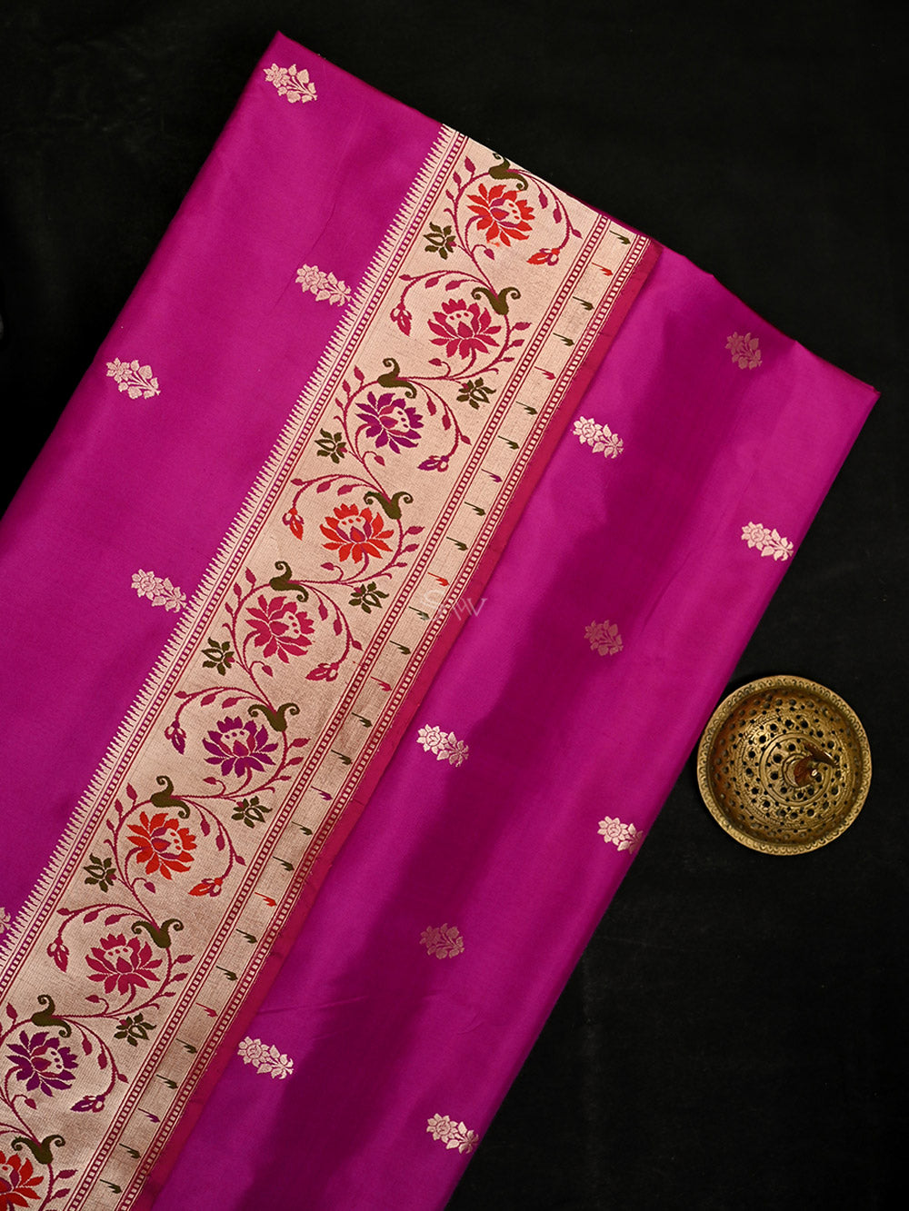 Magenta Paithani Katan Silk Handloom Banarasi Saree - Sacred Weaves