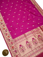 Magenta Paithani Katan Silk Handloom Banarasi Saree - Sacred Weaves
