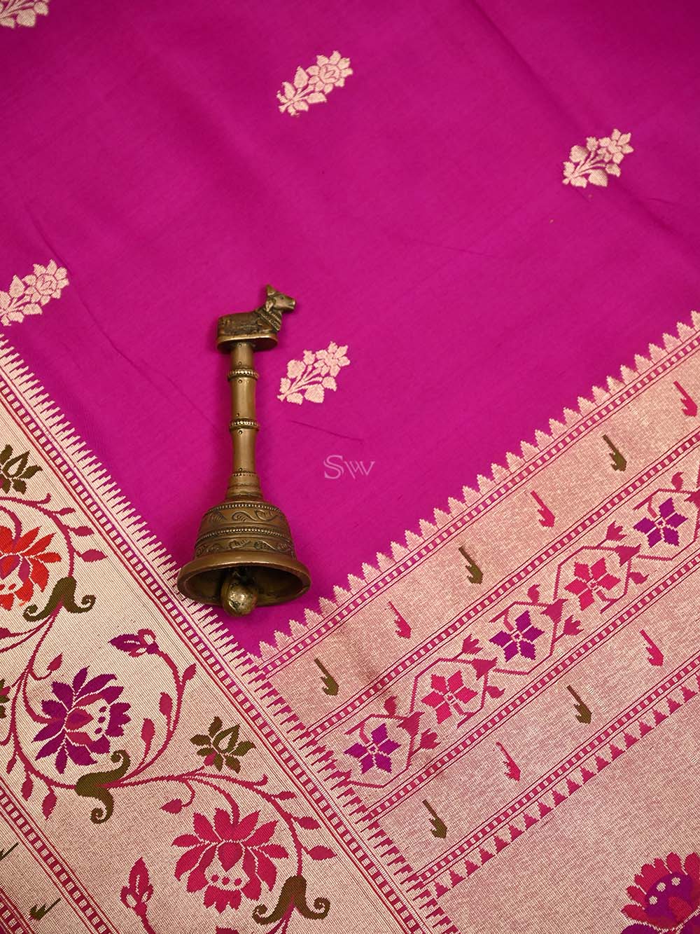 Magenta Paithani Katan Silk Handloom Banarasi Saree - Sacred Weaves