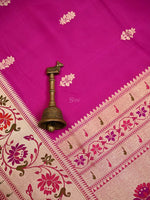 Magenta Paithani Katan Silk Handloom Banarasi Saree - Sacred Weaves