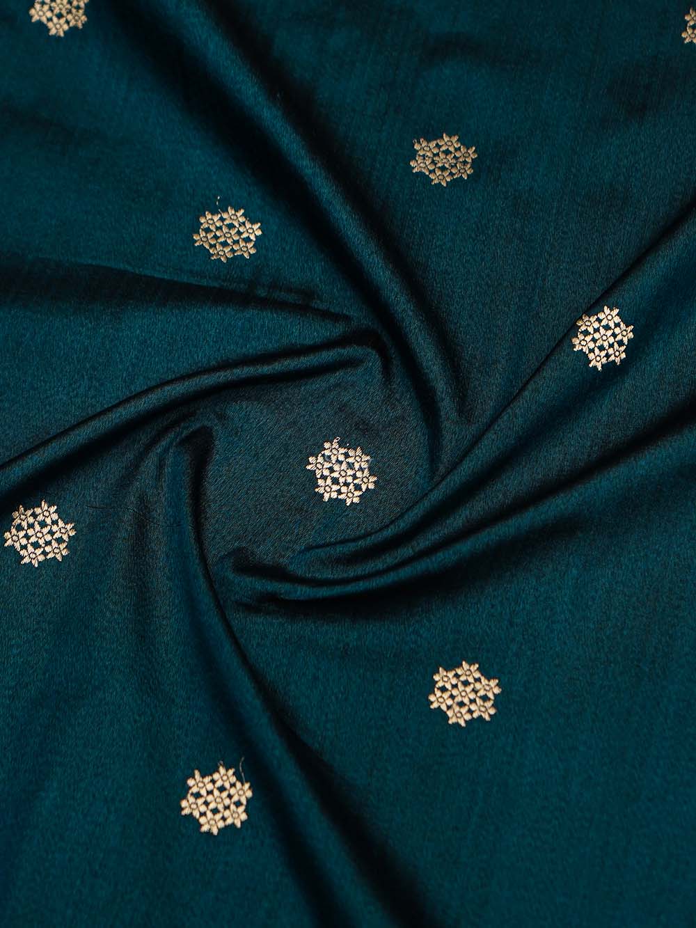 Teal Green Booti Tussar Silk Handloom Banarasi Saree