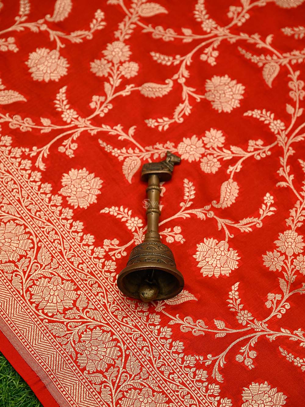 Red Jaal Uppada Katan Silk Handloom Banarasi Saree