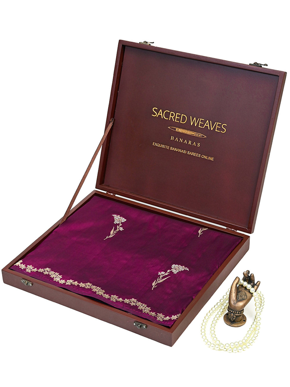 Dark Magenta Sona Roopa Booti Katan Silk Handloom Banarasi Saree - Sacred Weaves