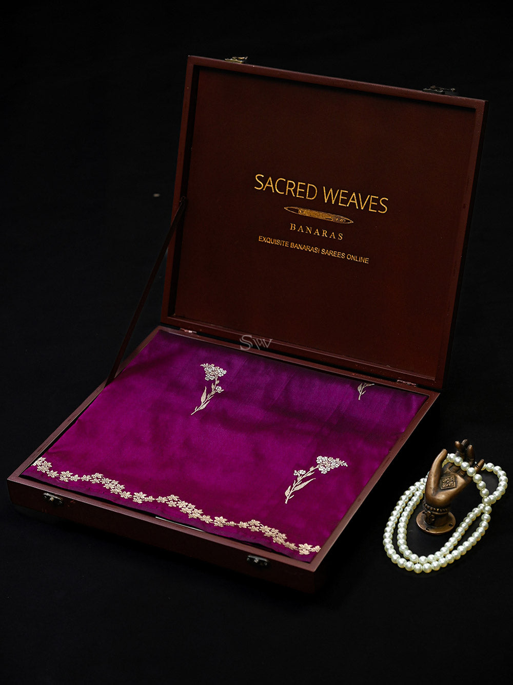 Dark Magenta Sona Roopa Booti Katan Silk Handloom Banarasi Saree - Sacred Weaves