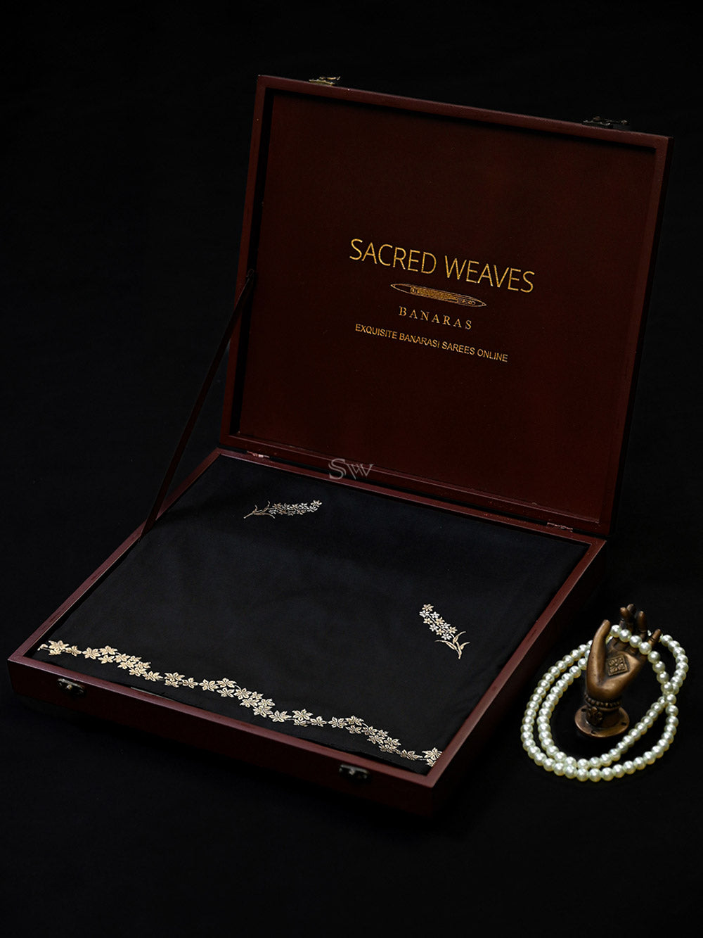 Black Sona Roopa Booti Katan Silk Handloom Banarasi Saree - Sacred Weaves