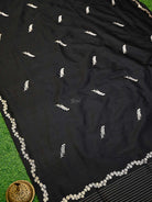 Black Sona Roopa Booti Katan Silk Handloom Banarasi Saree - Sacred Weaves