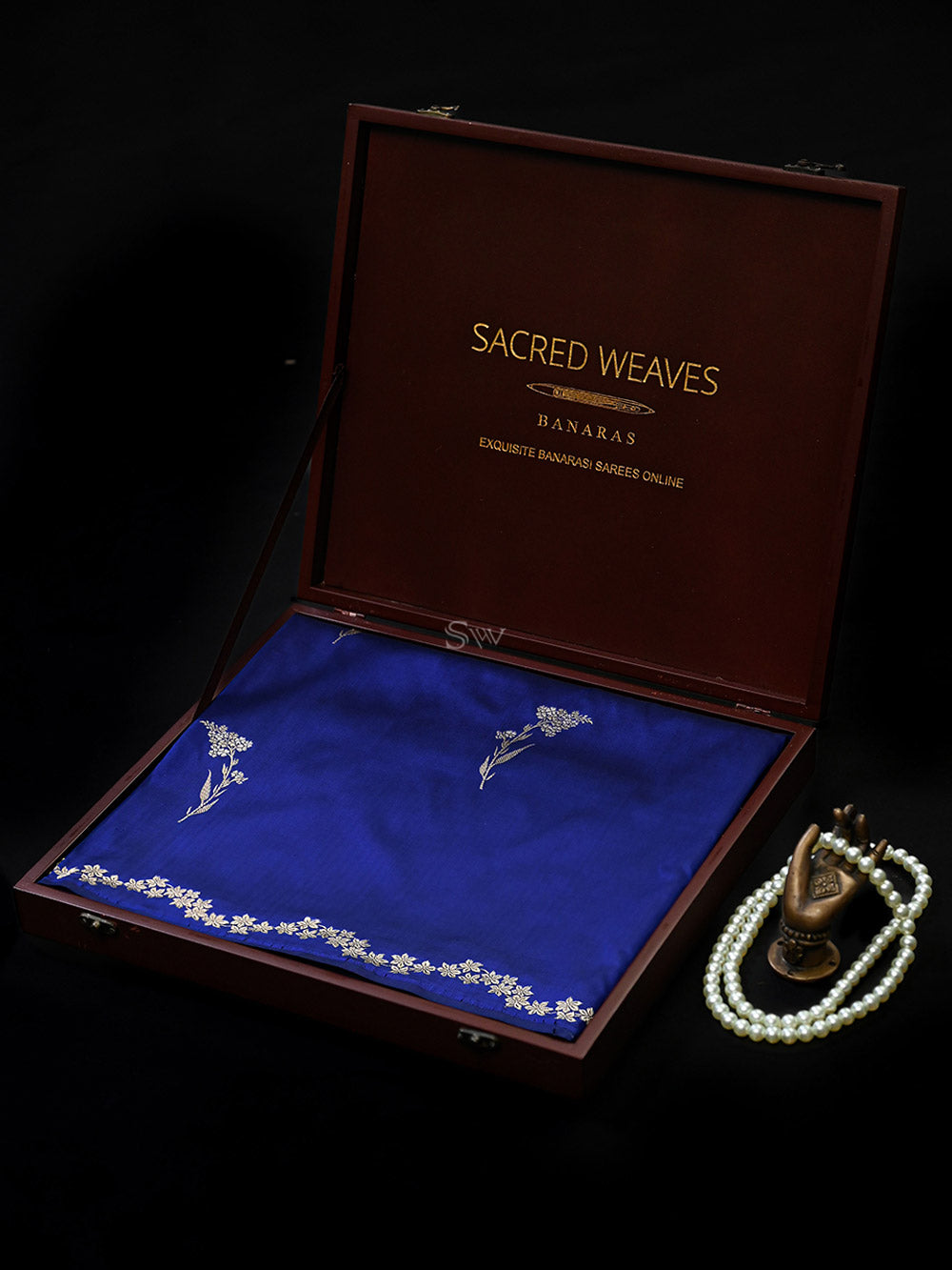 Blue Sona Roopa Booti Katan Silk Handloom Banarasi Saree - Sacred Weaves