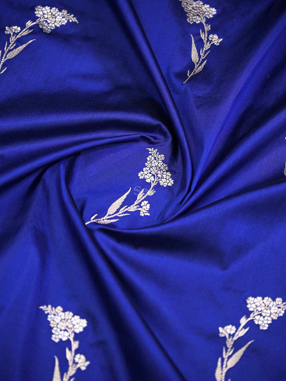 Blue Sona Roopa Booti Katan Silk Handloom Banarasi Saree - Sacred Weaves