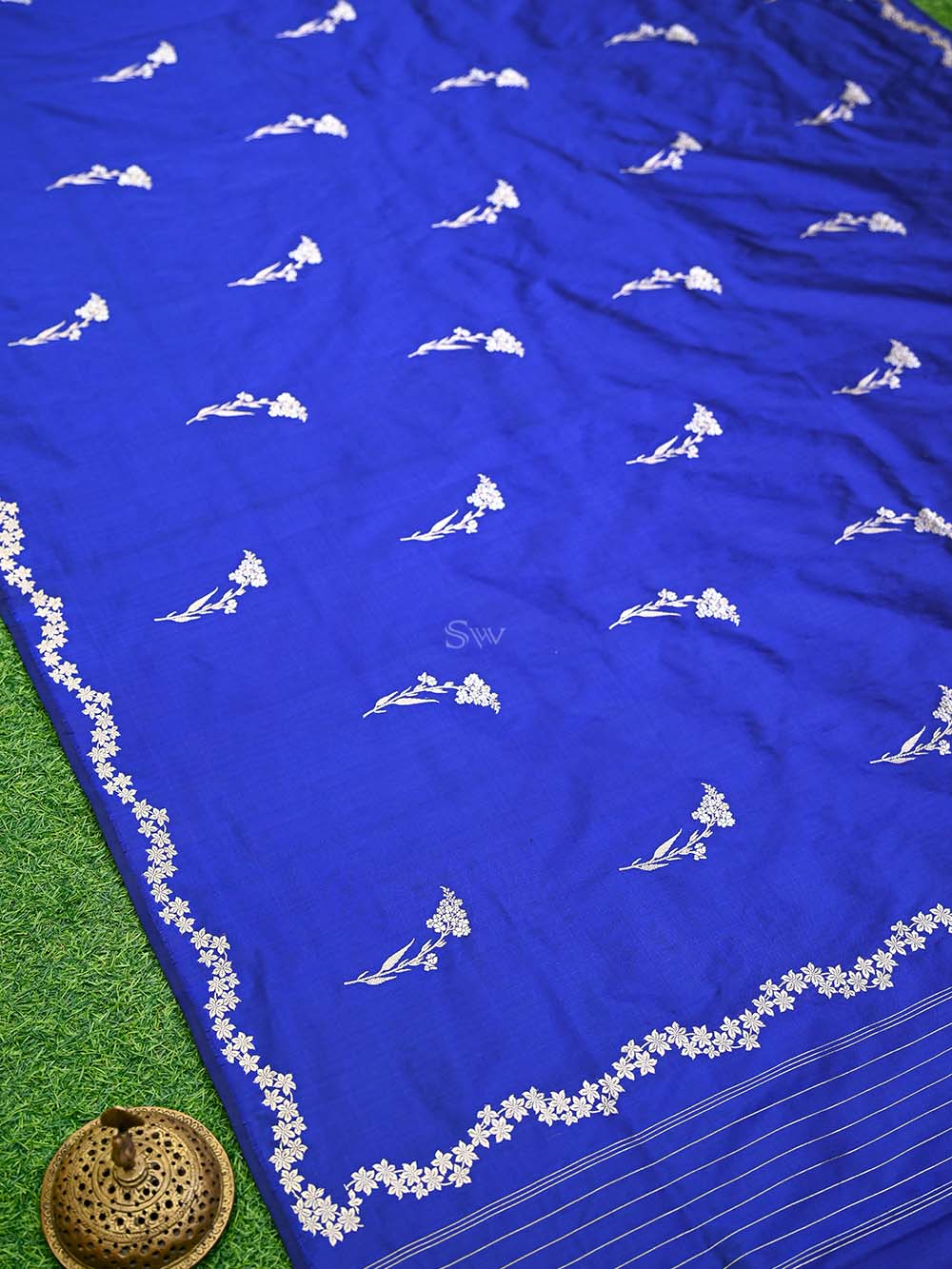 Blue Sona Roopa Booti Katan Silk Handloom Banarasi Saree - Sacred Weaves