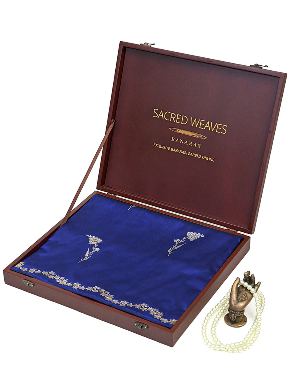 Blue Sona Roopa Booti Katan Silk Handloom Banarasi Saree - Sacred Weaves