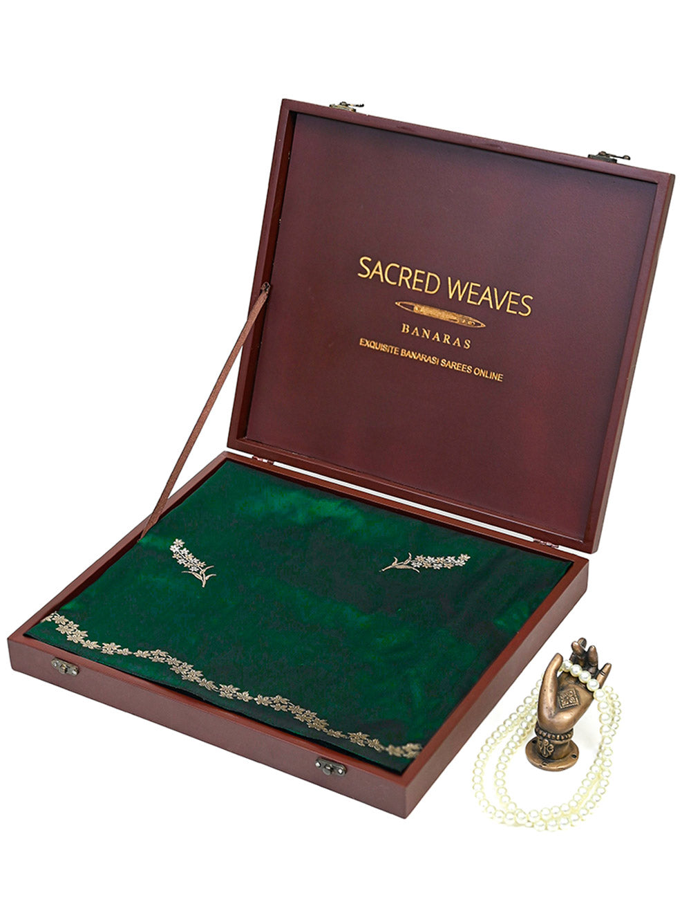 Bottle Green Sona Roopa Booti Katan Silk Handloom Banarasi Saree - Sacred Weaves