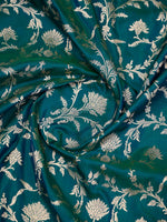 Teal Blue Jaal Uppada Katan Silk Handloom Banarasi Saree - Sacred Weaves