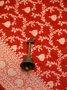 Red Jaal Uppada Katan Silk Handloom Banarasi Saree - Sacred Weaves