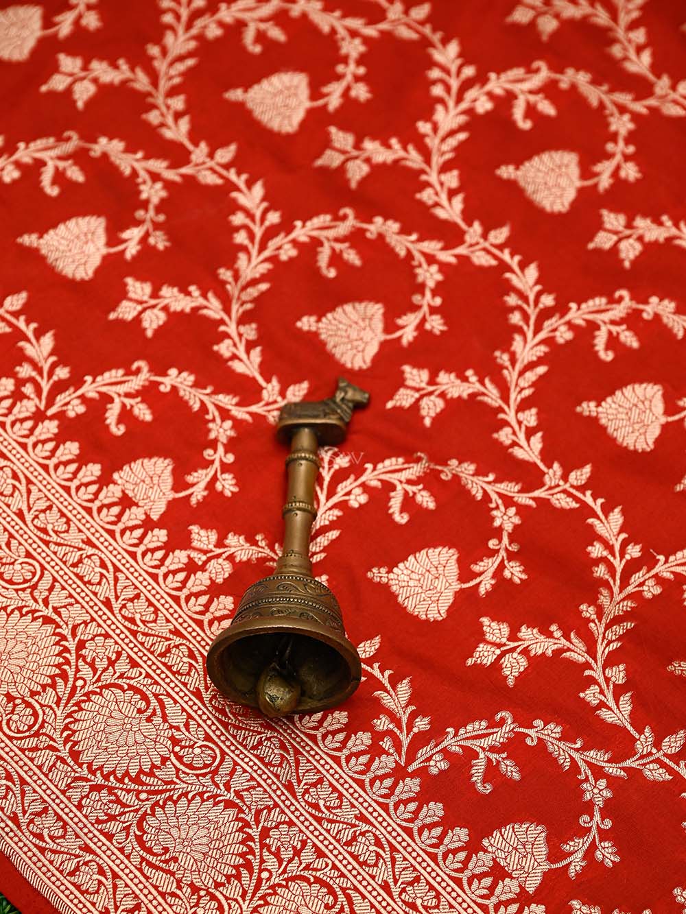 Red Jaal Uppada Katan Silk Handloom Banarasi Saree