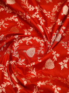 Red Jaal Uppada Katan Silk Handloom Banarasi Saree - Sacred Weaves