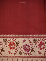 Wine Paithani Katan Silk Handloom Banarasi Saree - Sacred Weaves