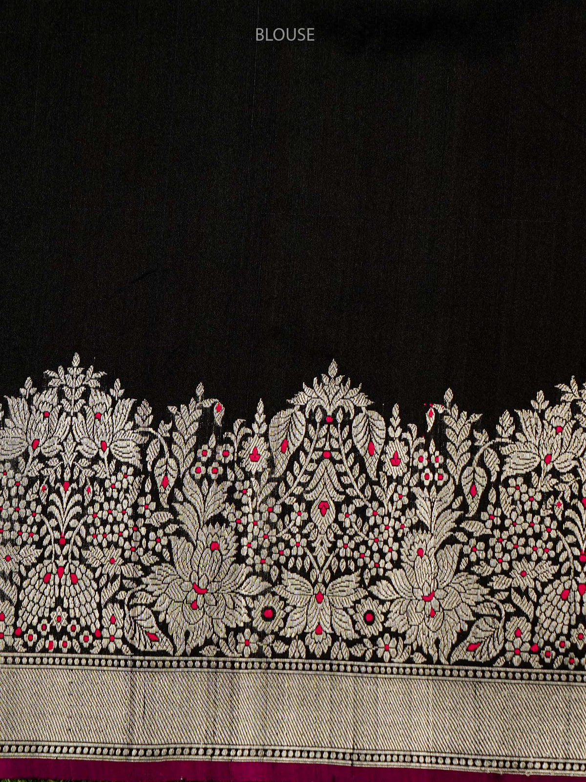 Black Meenakari Boota Tussar Silk Handloom Banarasi Saree