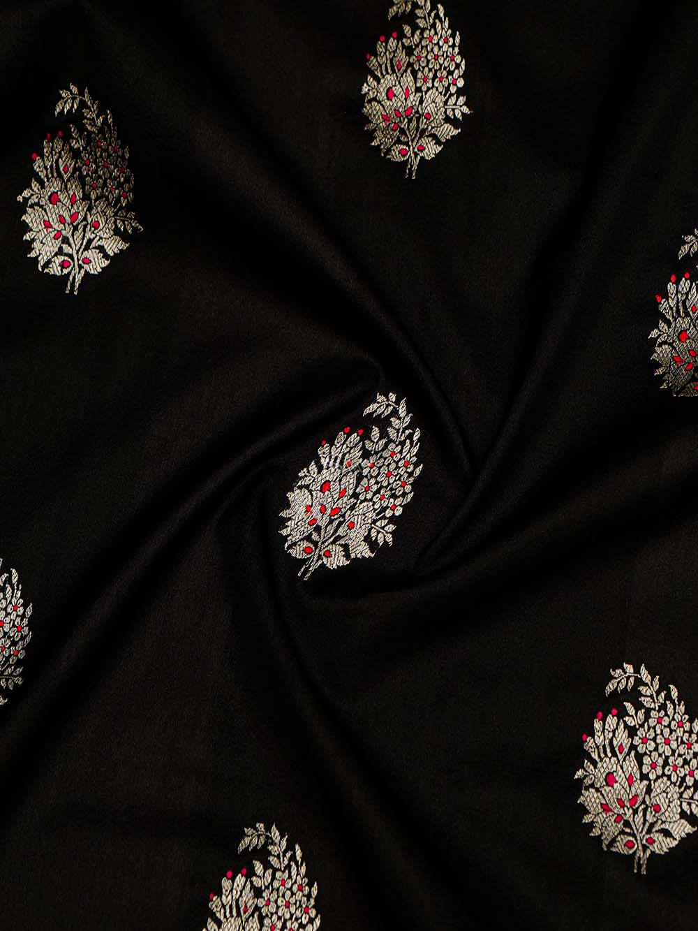 Black Meenakari Boota Tussar Silk Handloom Banarasi Saree