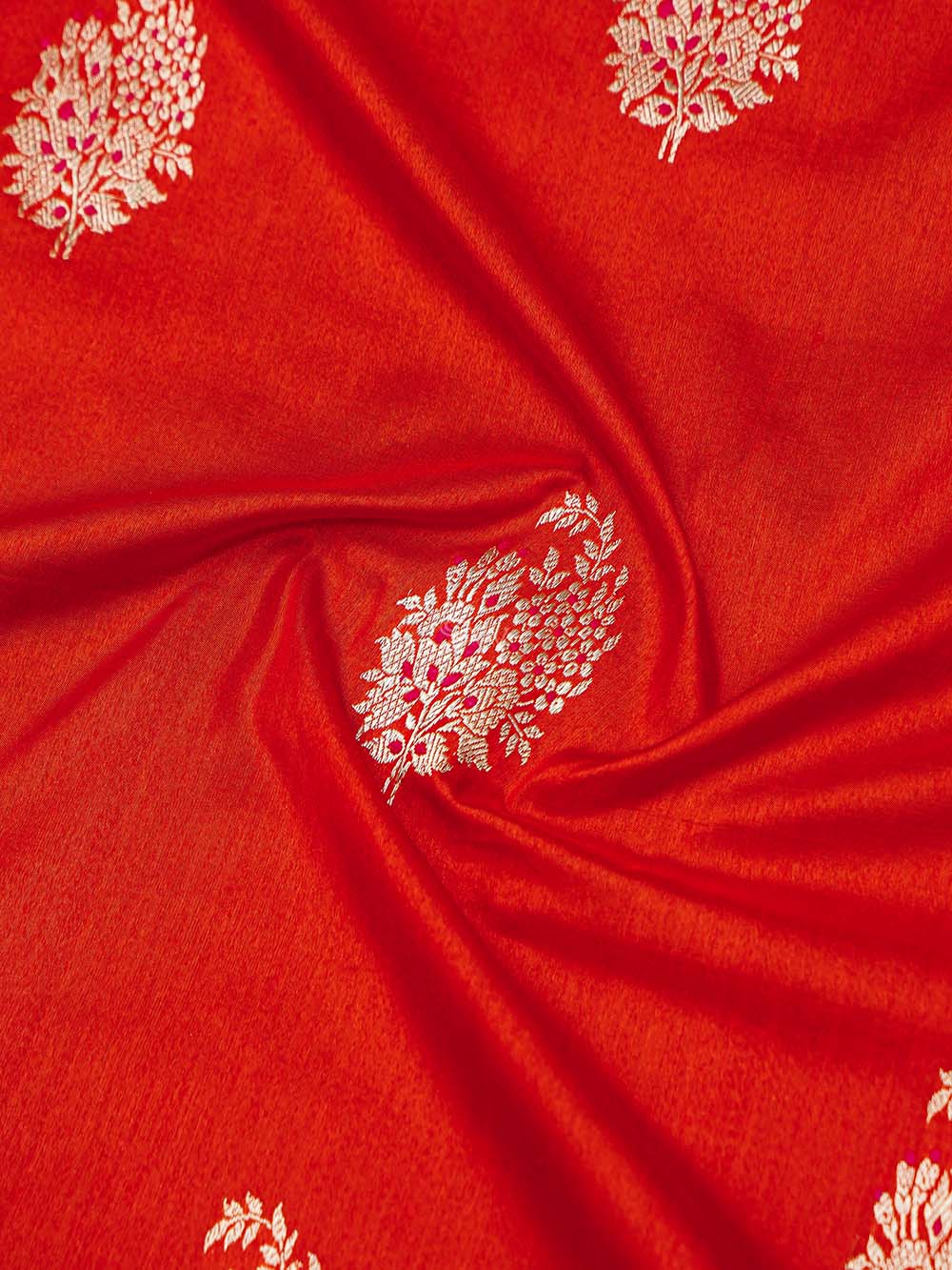 Red Meenakari Boota Tussar Silk Handloom Banarasi Saree