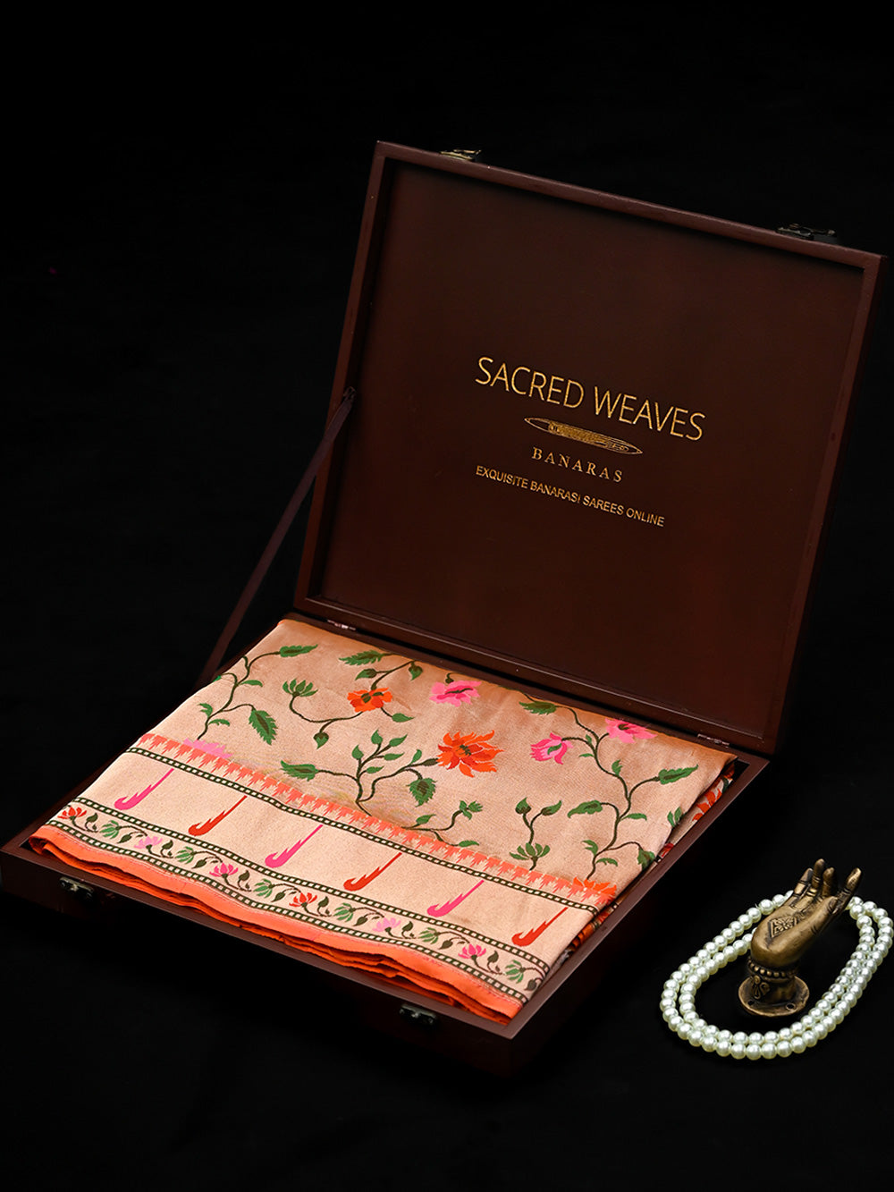 Magenta Orange Meenakari Paithani Brocade Handloom Banarasi Saree