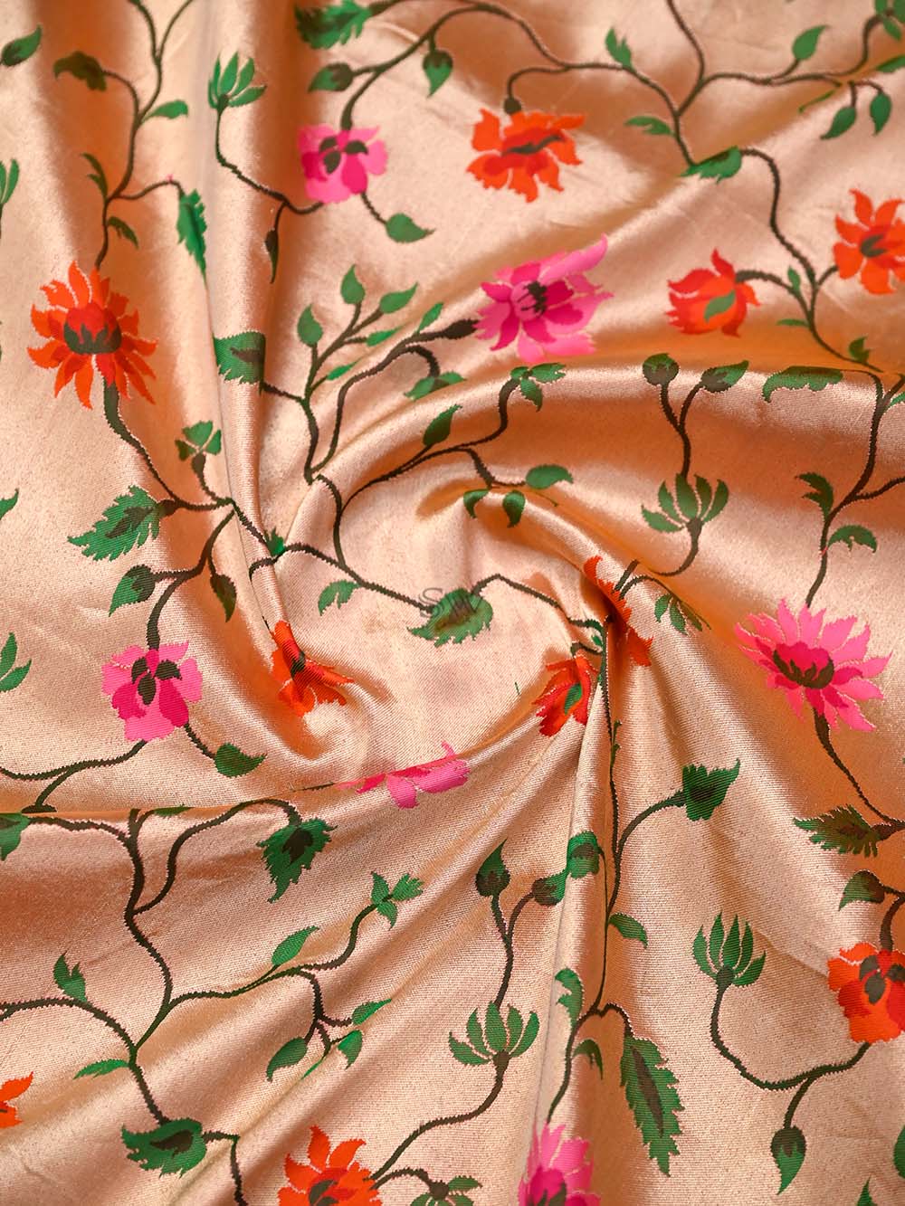 Magenta Orange Meenakari Paithani Brocade Handloom Banarasi Saree