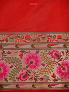 Red Paithani Katan Silk Handloom Banarasi Saree - Sacred Weaves